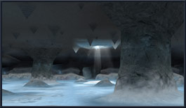 地下には氷に覆われた洞窟も存在する。